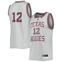 Men's adidas #12 Gray Texas A&M Aggies Reverse Retro Jersey