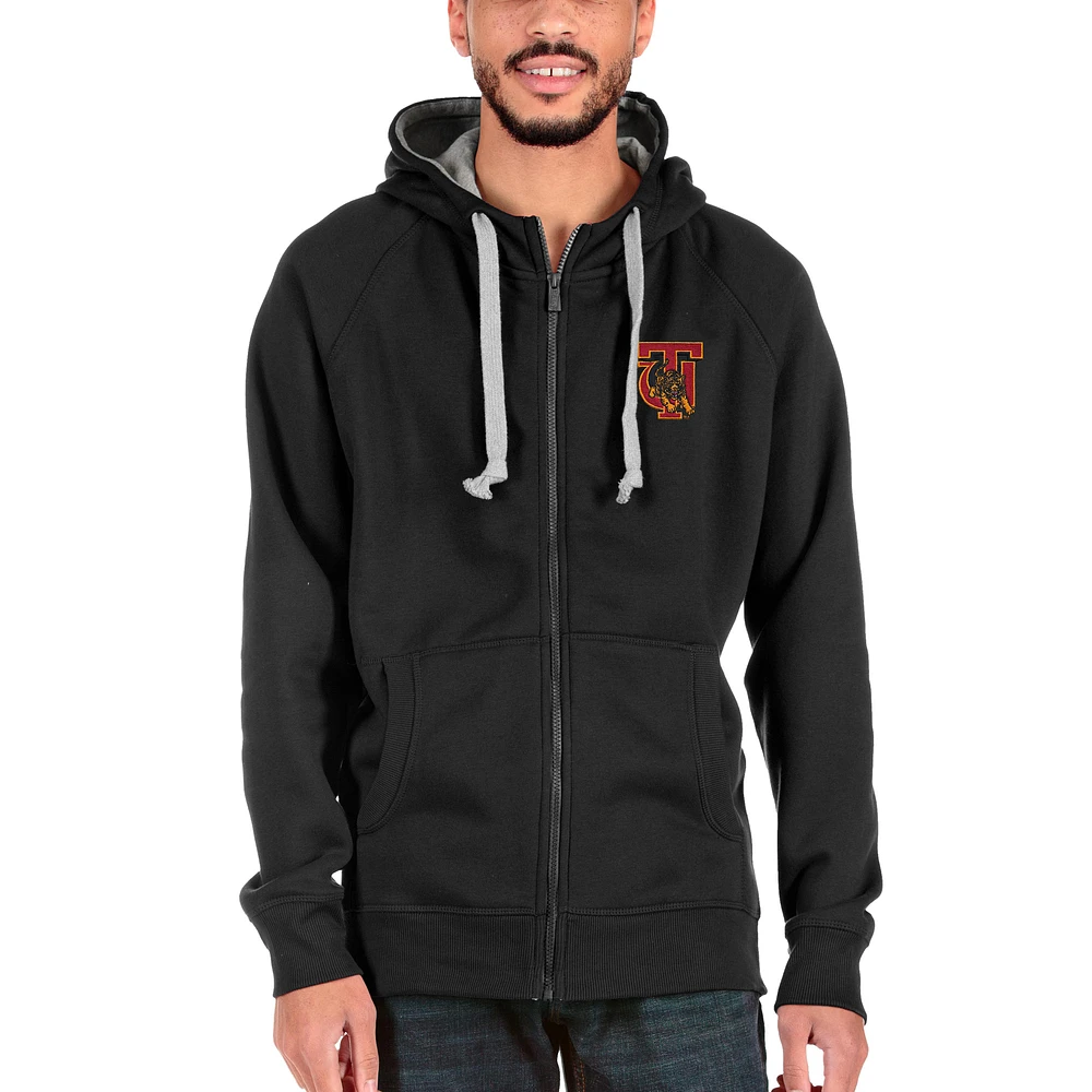 Men's Antigua Black Tuskegee Golden Tigers Victory Full-Zip Hoodie