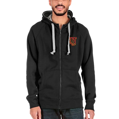 Men's Antigua Black Tuskegee Golden Tigers Victory Full-Zip Hoodie