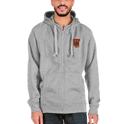 Men's Antigua Gray Tuskegee Golden Tigers Victory Full-Zip Hoodie