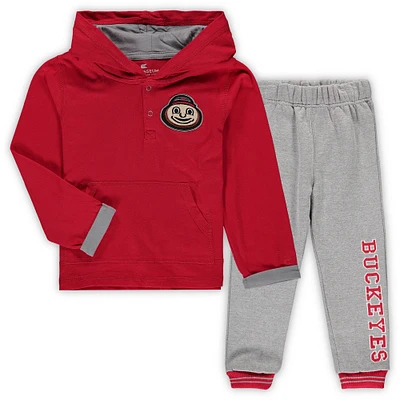 Toddler Colosseum Scarlet/Heathered Gray Ohio State Buckeyes Poppies Hoodie and Sweatpants Set