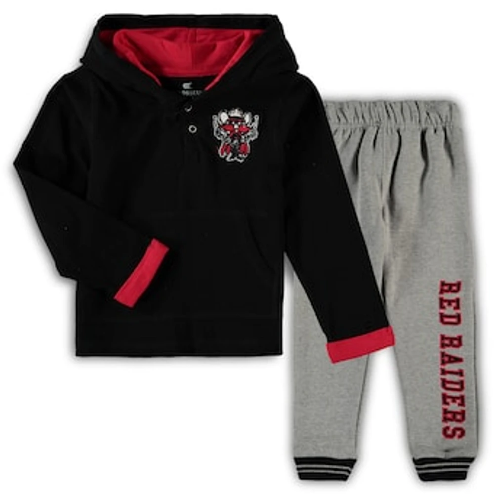 Toddler Colosseum Black/Heathered Gray Texas Tech Red Raiders Poppies Hoodie and Sweatpants Set