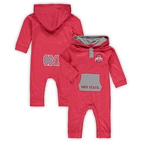 Newborn & Infant Colosseum Scarlet Ohio State Buckeyes Henry Pocketed Hoodie Romper