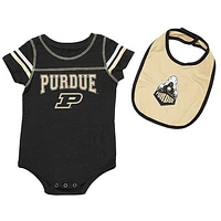 Newborn & Infant Colosseum Black/Gold Purdue Boilermakers Chocolate Bodysuit & Bib Set