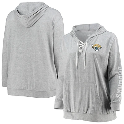 Women's Fanatics Heathered Gray Jacksonville Jaguars Plus Lace-Up Pullover Hoodie