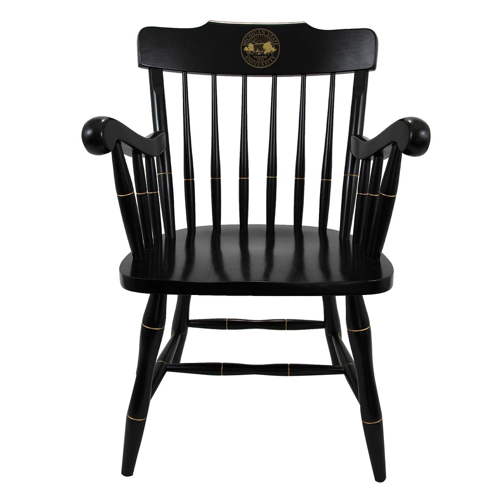 Black Michigan State Spartans Seal Logo Captains Chair