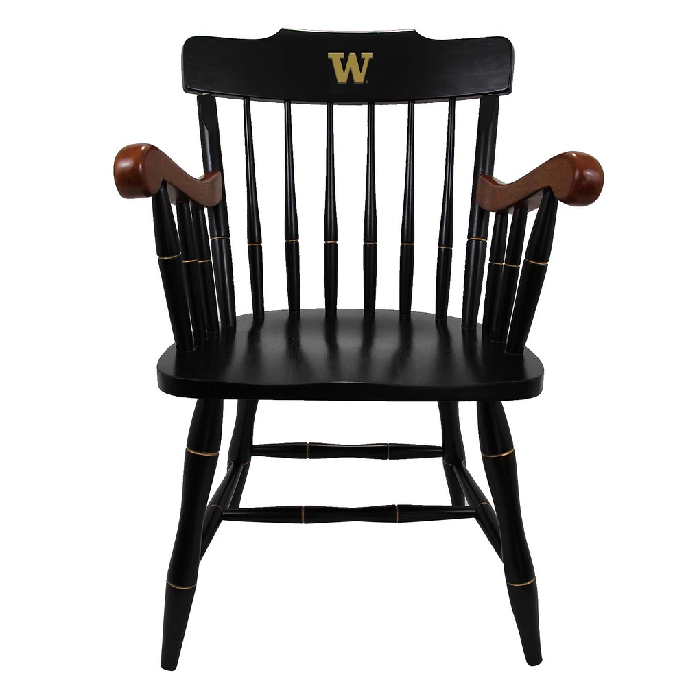 Black Washington Huskies Captains Chair with Cherry Arms