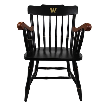 Black Washington Huskies Captains Chair with Cherry Arms