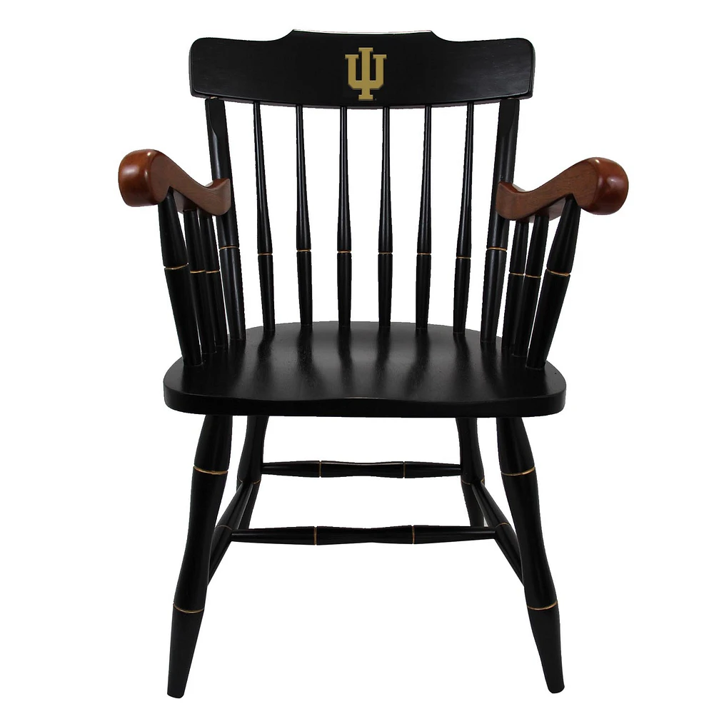 Black Indiana Hoosiers Primary Logo Captains Chair with Cherry Arms