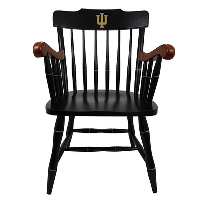 Black Indiana Hoosiers Primary Logo Captains Chair with Cherry Arms