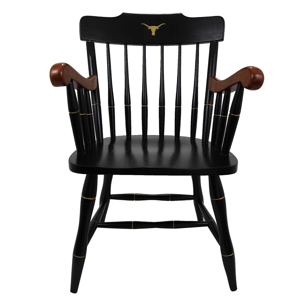 Black Texas Longhorns Captains Chair with Cherry Arms