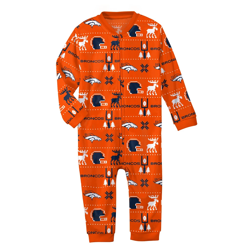 Newborn & Infant Orange Denver Broncos Allover Print - Full-Zip Jumper