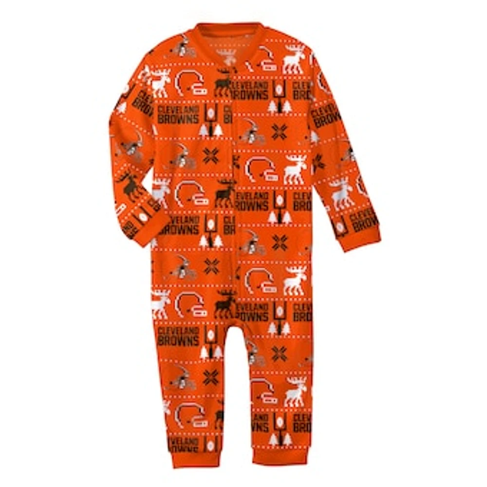 Newborn & Infant Brown Cleveland Browns Allover Print - Full-Zip Jumper