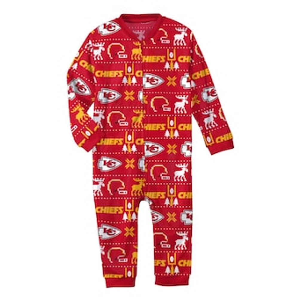 Newborn & Infant Red Kansas City Chiefs Allover Print - Full-Zip Jumper