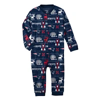 Newborn & Infant Navy New England Patriots Allover Print - Full-Zip Jumper