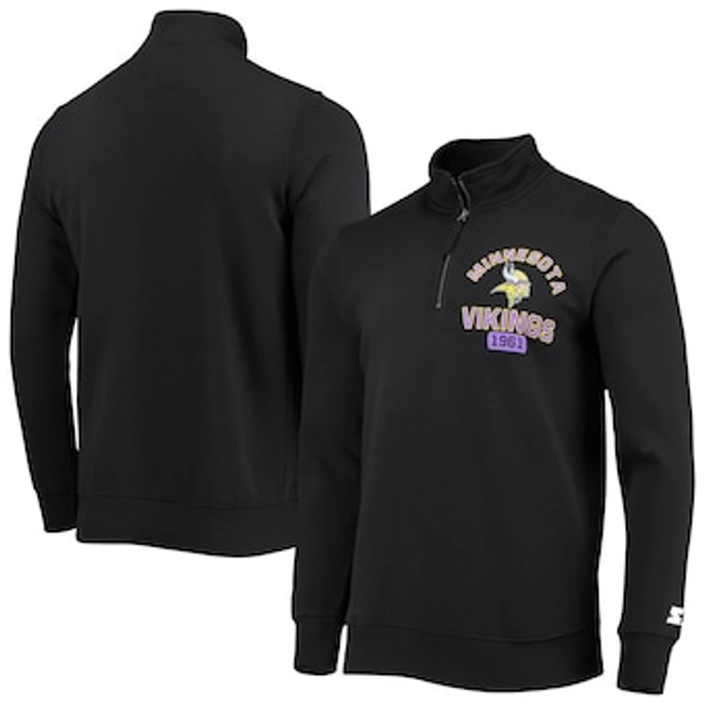 Men's Starter Black Minnesota Vikings Heisman Quarter-Zip Jacket