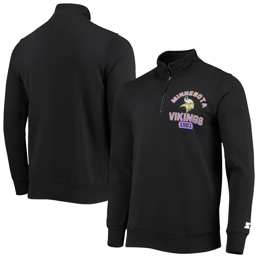 Men's Starter Black Minnesota Vikings Heisman Quarter-Zip Jacket