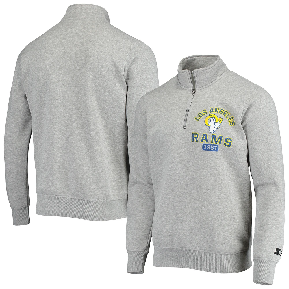 Men's Starter Heathered Gray Los Angeles Rams Heisman Quarter-Zip Jacket