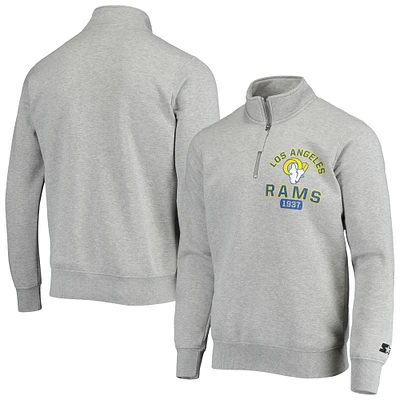 Men's Starter Heathered Gray Los Angeles Rams Heisman Quarter-Zip Jacket