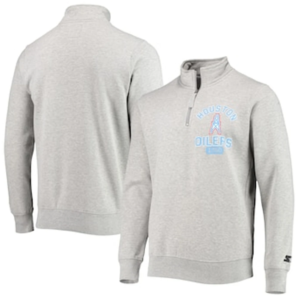 Men's Starter Gray Houston Oilers Throwback Heisman Quarter-Zip Jacket