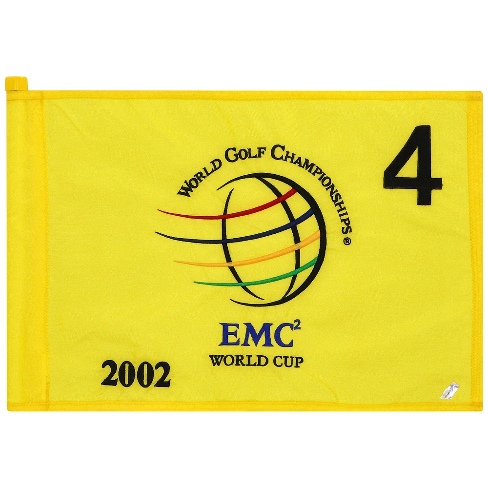 PGA TOUR Event-Used #4 Yellow Pin Flag from The EMC World Cup on December 12th to 15th 2002