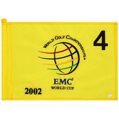 PGA TOUR Event-Used #4 Yellow Pin Flag from The EMC World Cup on December 12th to 15th 2002