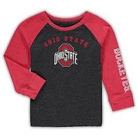 Toddler Colosseum Black/Scarlet Ohio State Buckeyes Two-Hit Raglan Long Sleeve T-Shirt