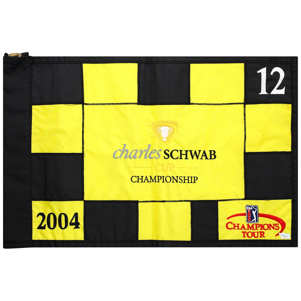 Event-Used #12 Yellow and Black Pin Flag from The Charles Schwab Cup Championship on October 22nd to 24th 2004