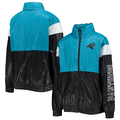 Youth Blue/Black Carolina Panthers Goal Line Stance Full-Zip Hoodie Windbreaker