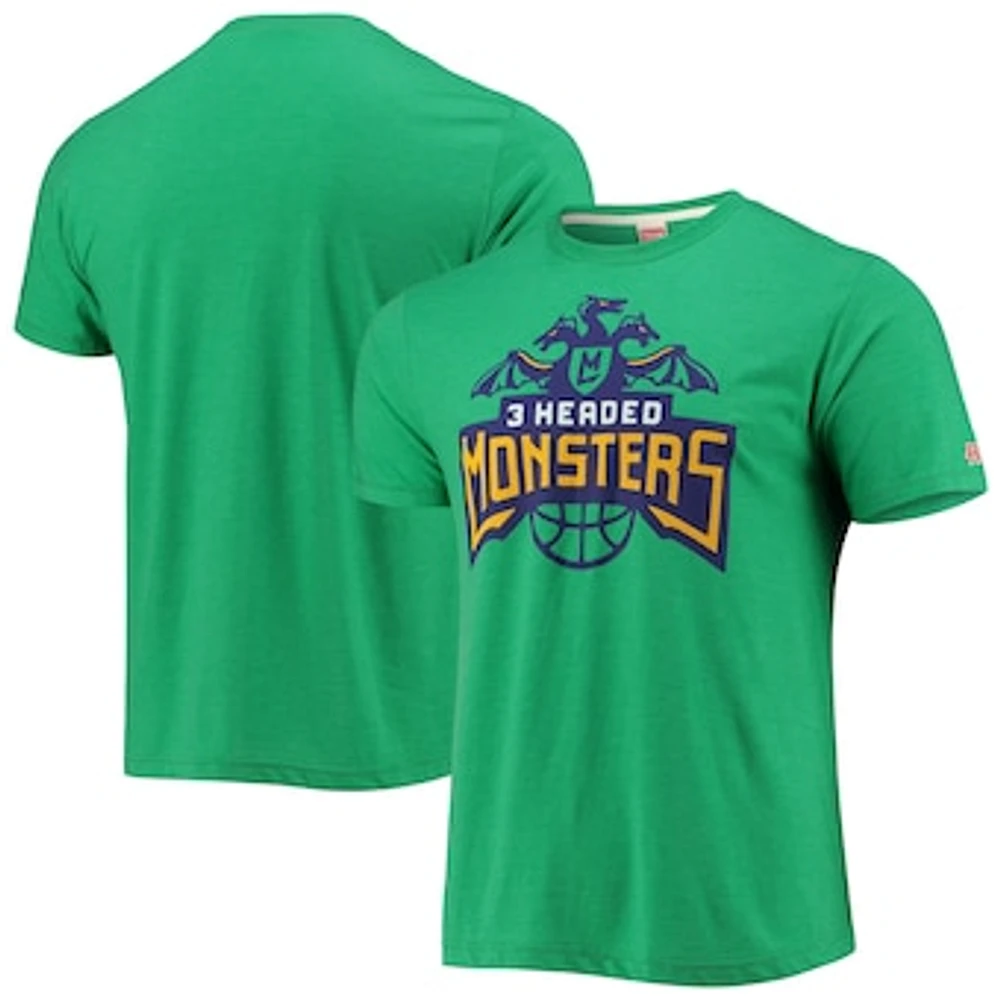 Men's Homage Green 3 Headed Monsters Logo Tri-Blend T-Shirt