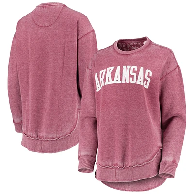 Women's Pressbox Cardinal Arkansas Razorbacks Vintage Wash Pullover Sweatshirt