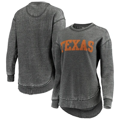 Women's Pressbox Black Texas Longhorns Vintage Wash Pullover Sweatshirt