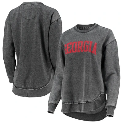 Women's Pressbox Black Georgia Bulldogs Vintage Wash Pullover Sweatshirt