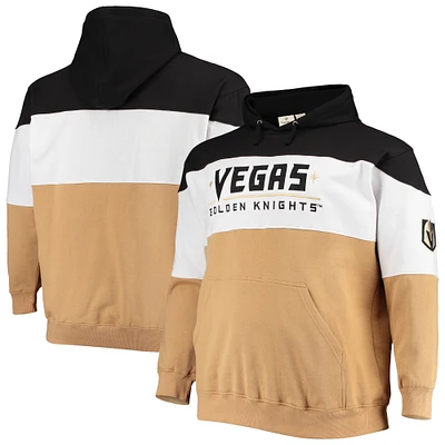 Men's Fanatics Black/Gold Vegas Golden Knights Big & Tall Colorblock Fleece Hoodie