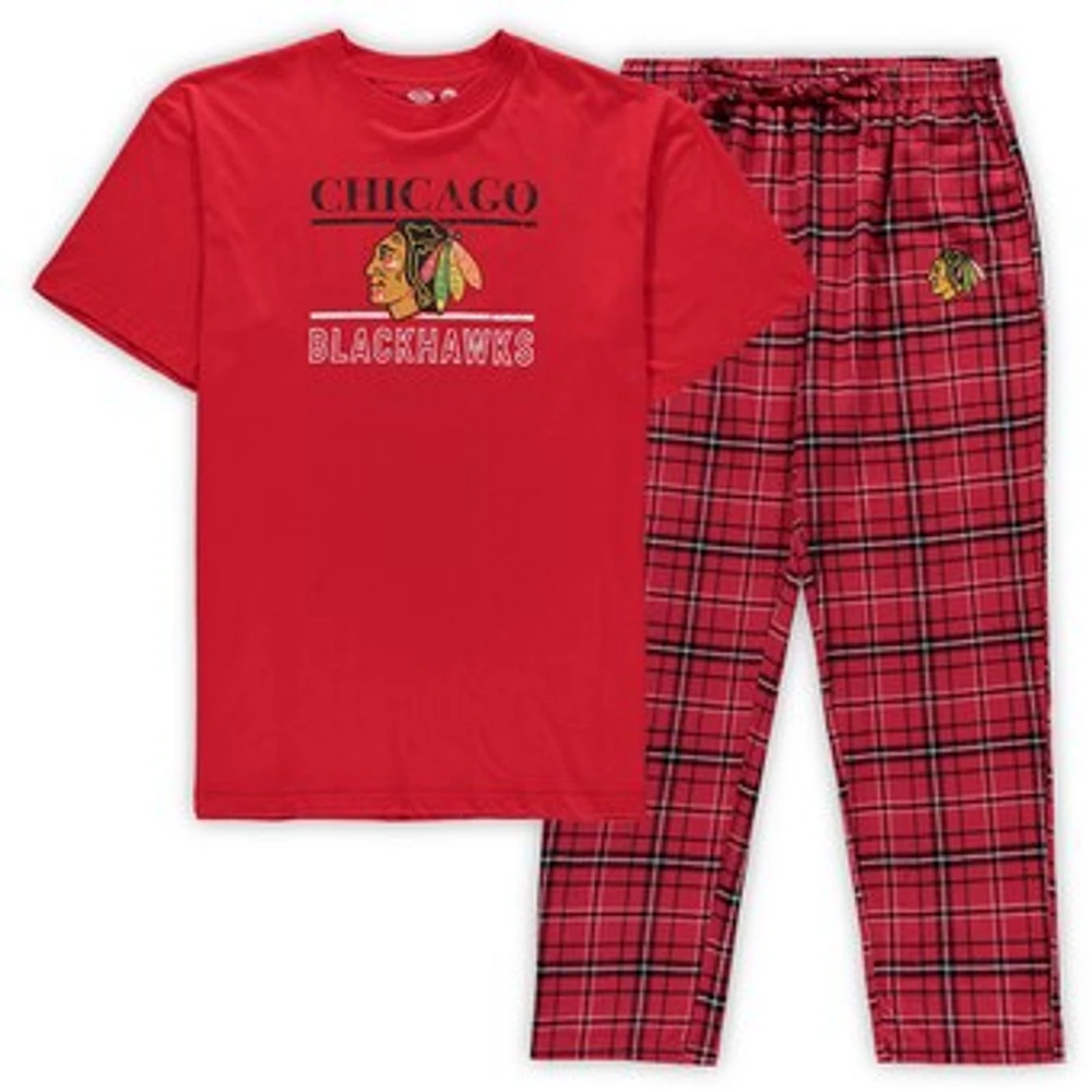 Men's Concepts Sport Red Chicago Blackhawks Big & Tall Lodge T-Shirt & Pants Sleep Set