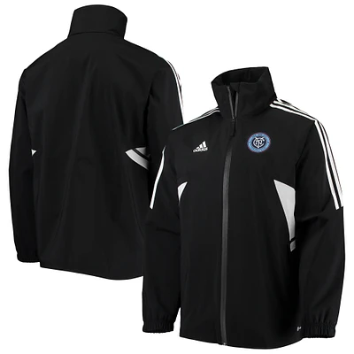 Men's adidas Black New York City FC Full-Zip Hoodie Rain Jacket