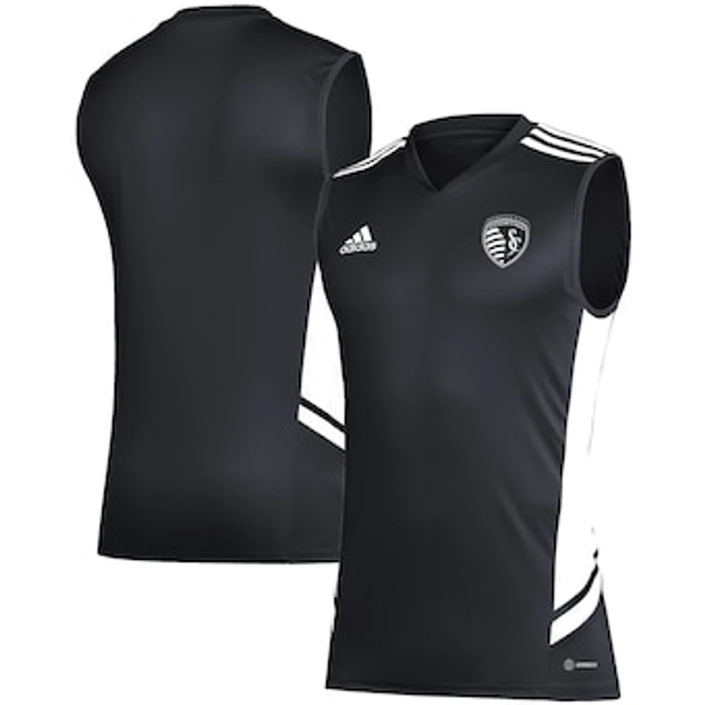 Men's adidas Black/White Sporting Kansas City Sleeveless Training Jersey