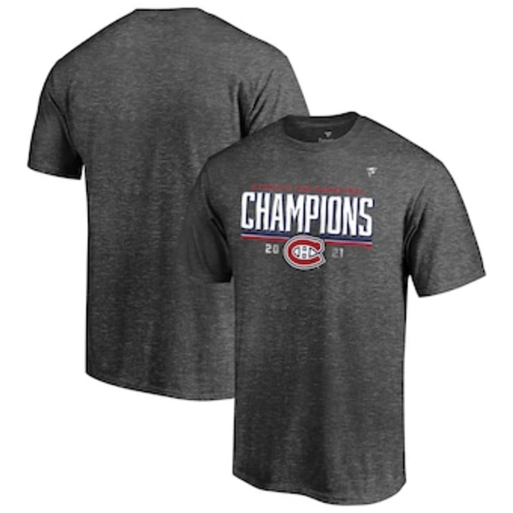 Men's Fanatics Heathered Charcoal Montreal Canadiens 2021 Stanley Cup Semifinal Champions Locker Room T-Shirt