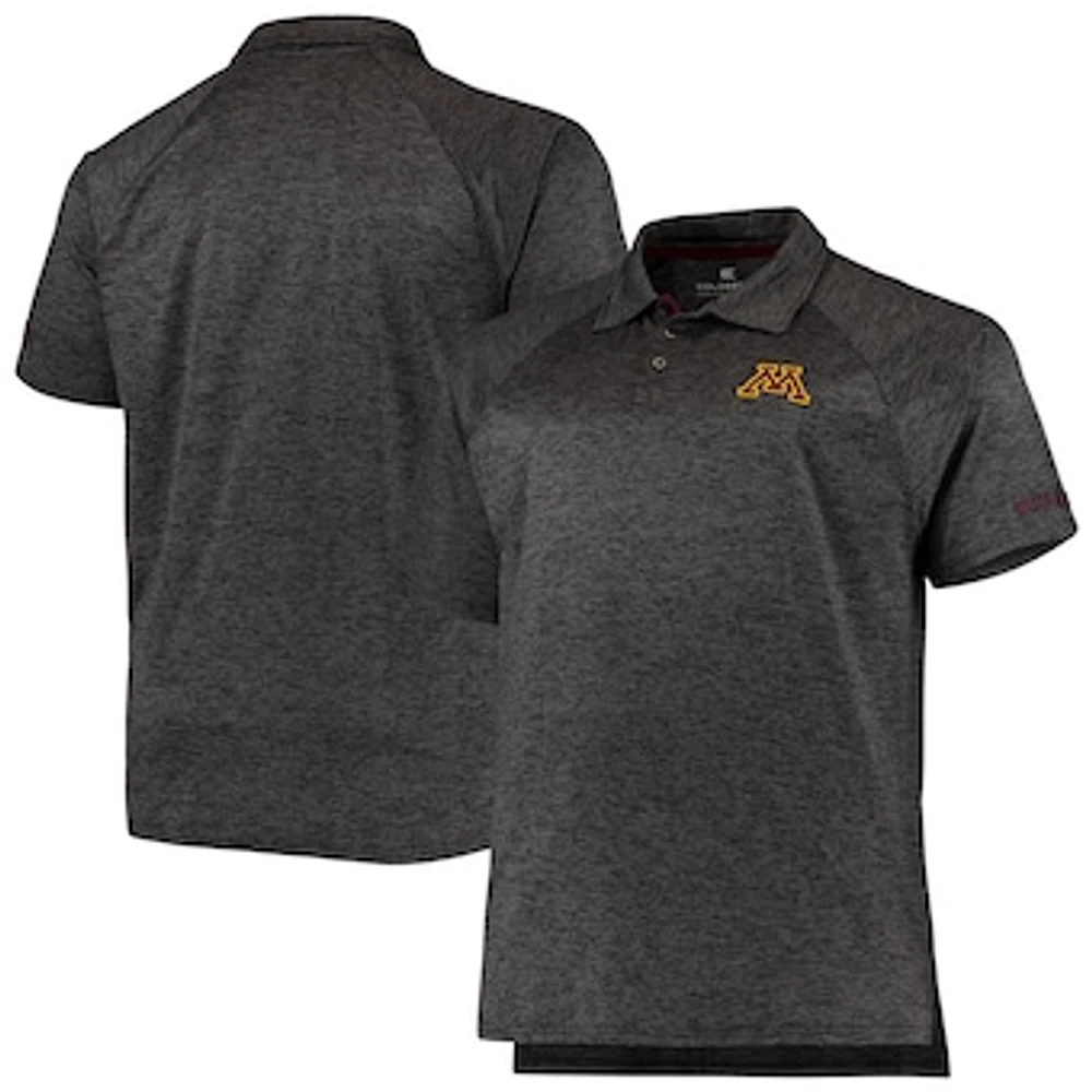 Men's Colosseum Heathered Black Minnesota Golden Gophers Big & Tall Down Swing Polo