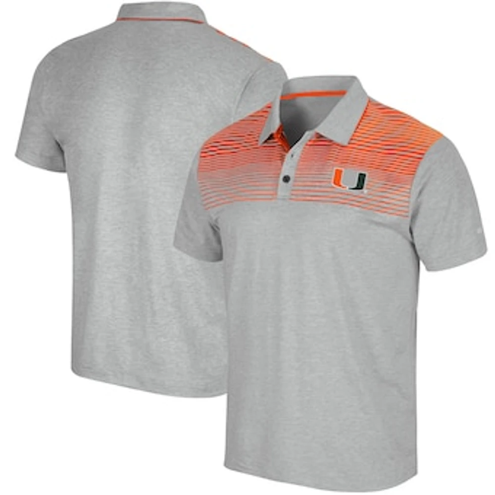 Men's Colosseum Gray Miami Hurricanes Needles Polo