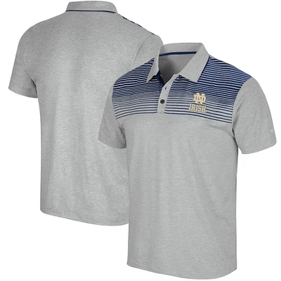 Men's Colosseum Gray Notre Dame Fighting Irish Needles Polo