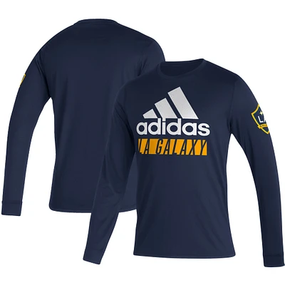 Men's adidas Navy LA Galaxy Vintage AEROREADY Long Sleeve T-Shirt