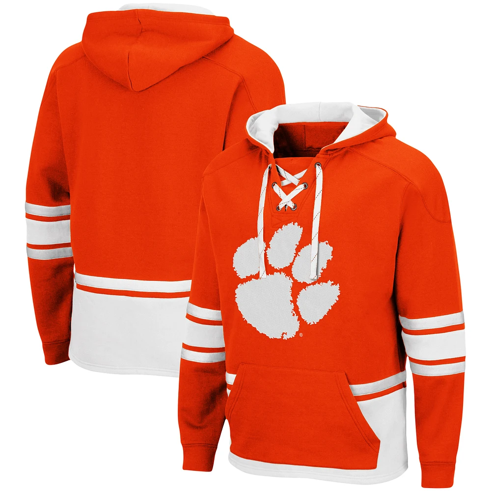 Men's Colosseum Clemson Tigers Lace Up 3.0 Pullover Hoodie