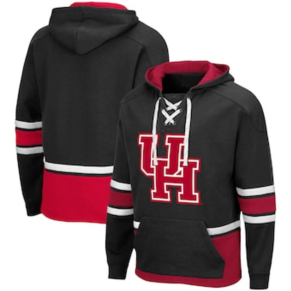 Men's Colosseum Black Houston Cougars Lace Up 3.0 Pullover Hoodie