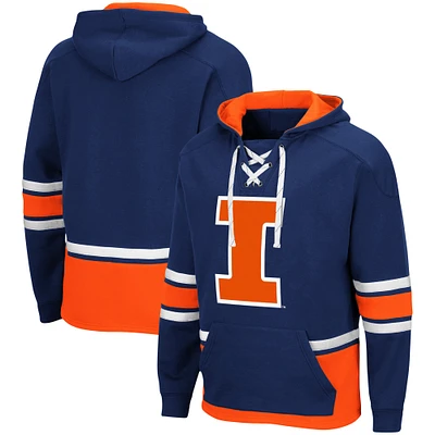 Men's Colosseum Navy Illinois Fighting Illini Lace Up 3.0 Pullover Hoodie