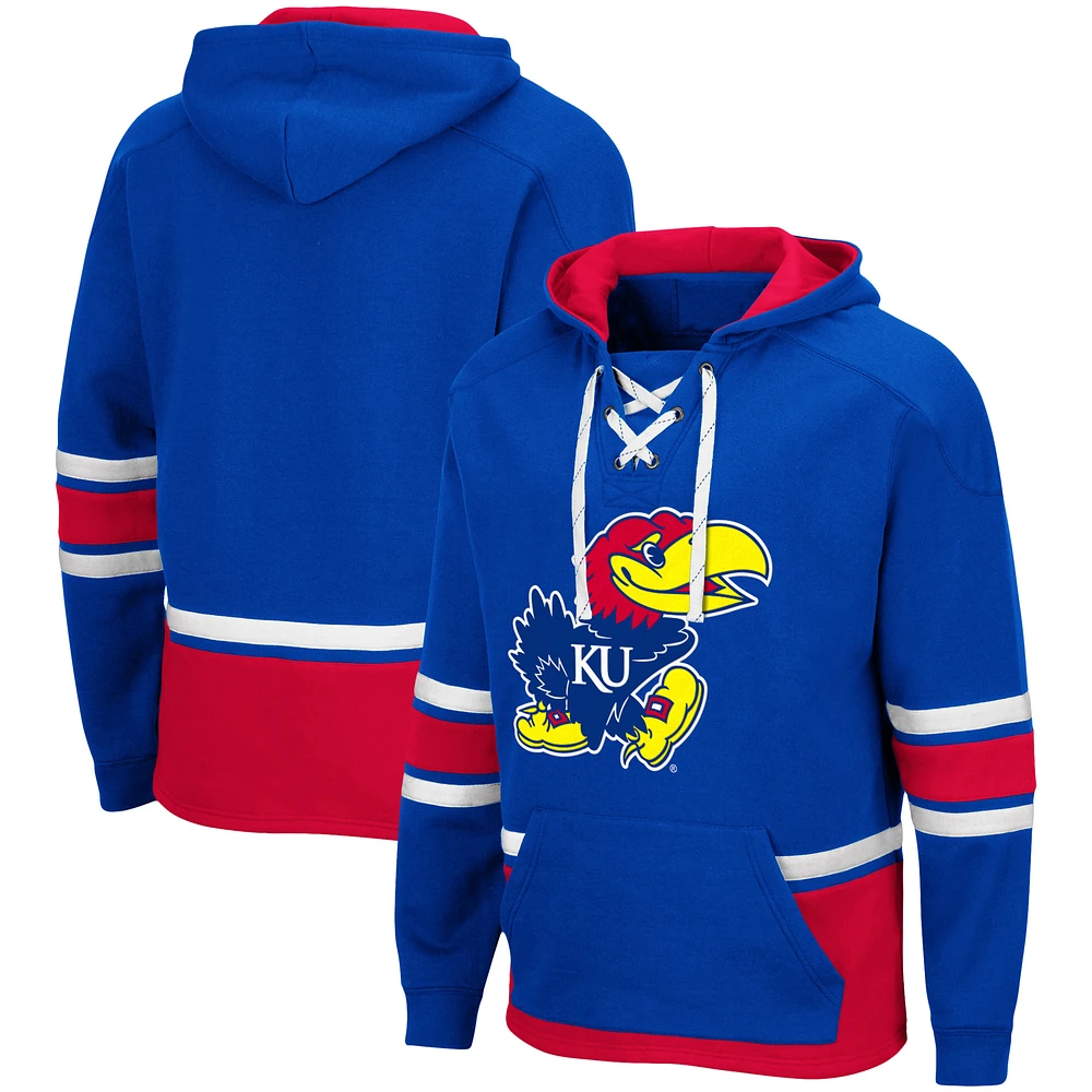 Men's Colosseum Royal Kansas Jayhawks Lace Up 3.0 Pullover Hoodie