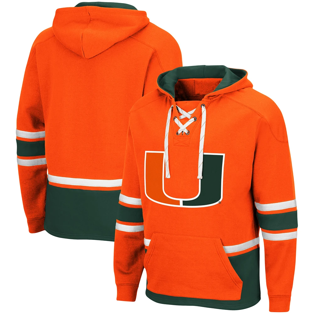 Men's Colosseum Miami Hurricanes Lace Up 3.0 Pullover Hoodie