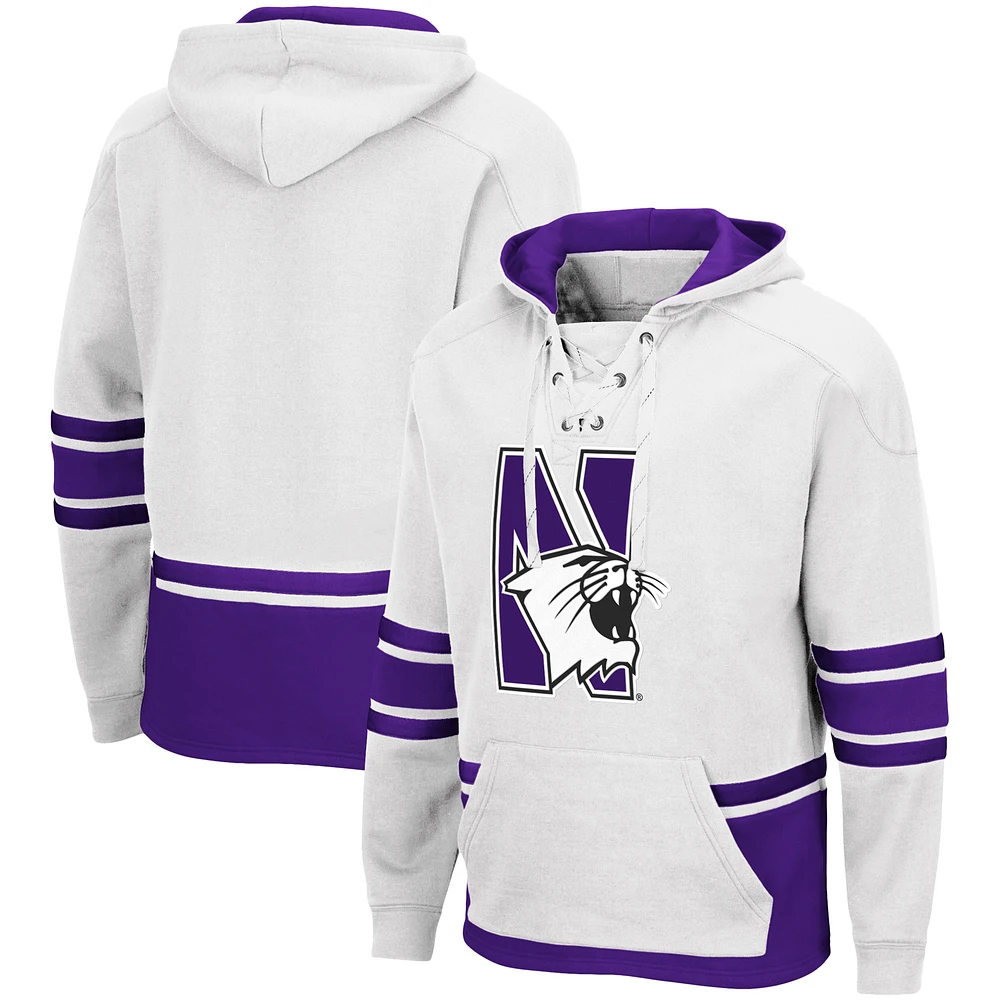 Men's Colosseum White Northwestern Wildcats Lace Up 3.0 Pullover Hoodie