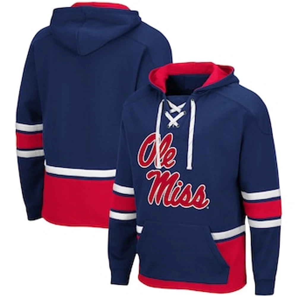 Men's Colosseum Navy Ole Miss Rebels Lace Up 3.0 Pullover Hoodie