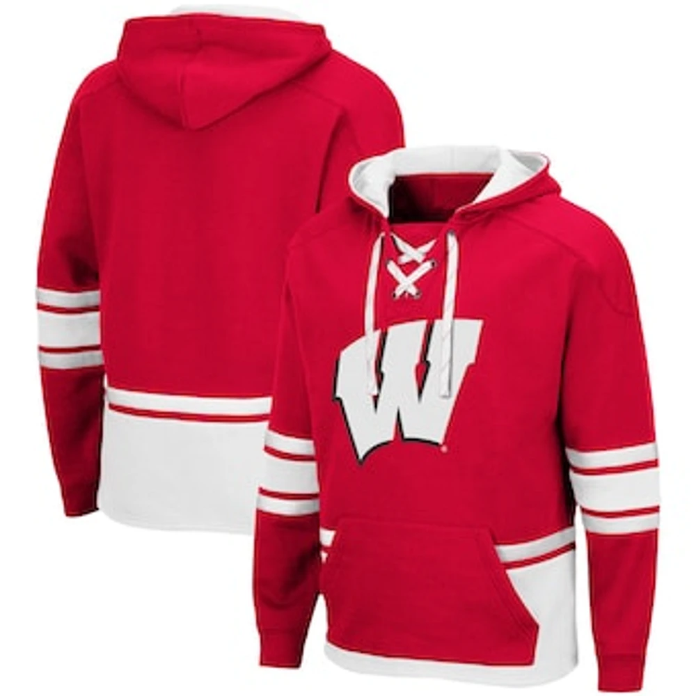 Men's Colosseum Wisconsin Badgers Lace Up 3.0 Pullover Hoodie